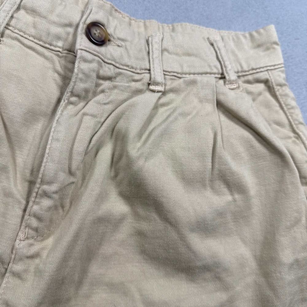 Free People Tan Khaki Pleated Chino Shorts Womens  High Rise Stretch